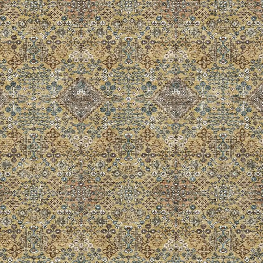 Gold And Copper Geometric Washable Indoor Outdoor Area Rug Photo 2