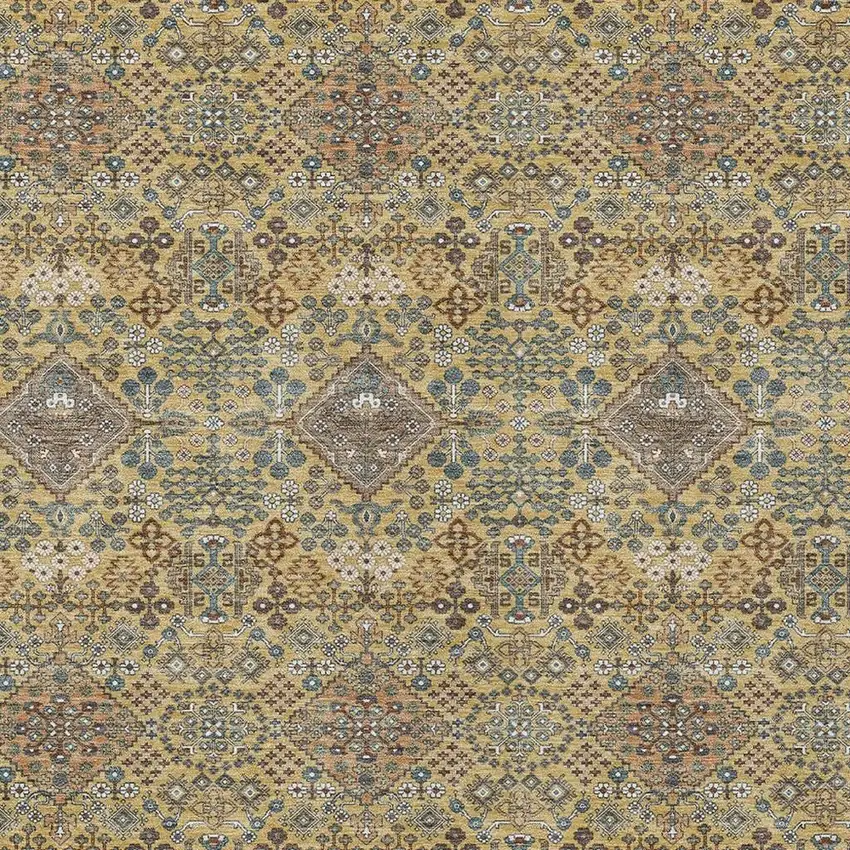 Gold And Copper Geometric Washable Indoor Outdoor Area Rug Photo 2