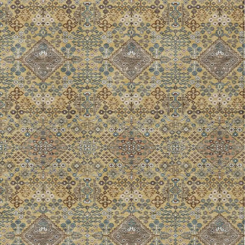 Gold And Copper Geometric Washable Indoor Outdoor Area Rug Photo 2