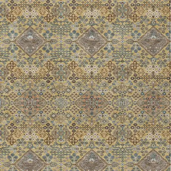 Gold And Copper Geometric Washable Indoor Outdoor Area Rug Photo 2