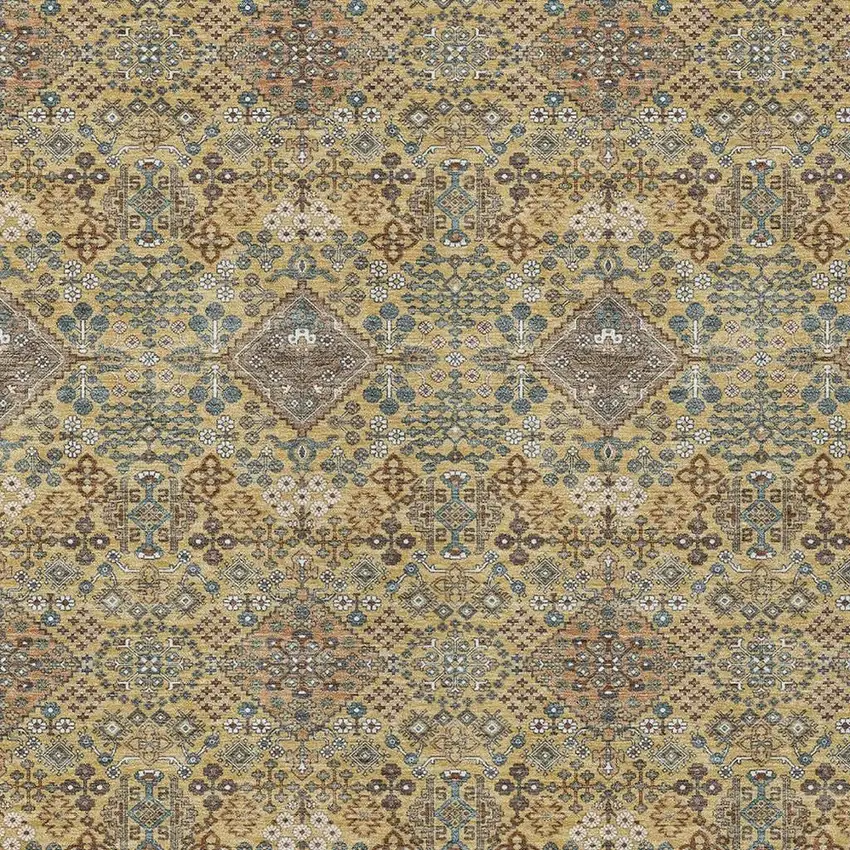 Gold And Copper Geometric Washable Indoor Outdoor Area Rug Photo 2