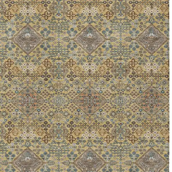 Gold And Copper Geometric Washable Indoor Outdoor Area Rug Photo 2
