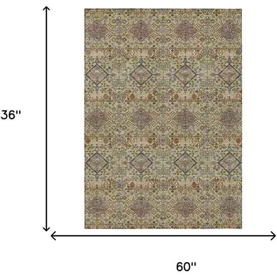 Gold And Copper Geometric Washable Indoor Outdoor Area Rug Photo 6