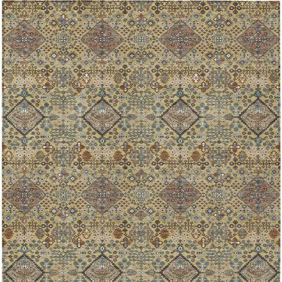 Gold And Copper Geometric Washable Indoor Outdoor Area Rug Photo 3