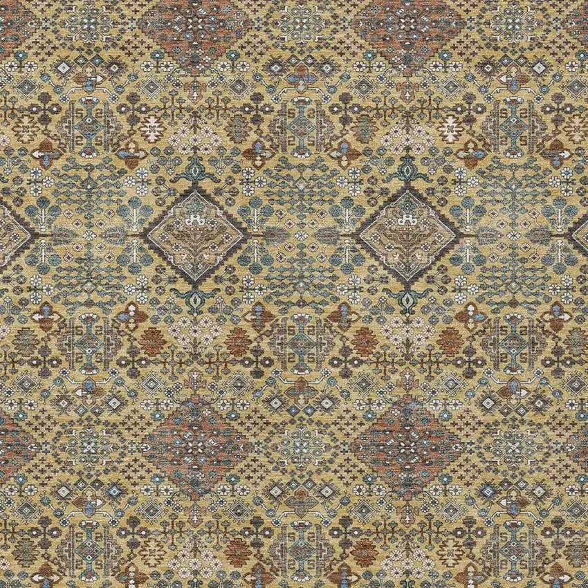 Gold And Copper Geometric Washable Indoor Outdoor Area Rug Photo 2