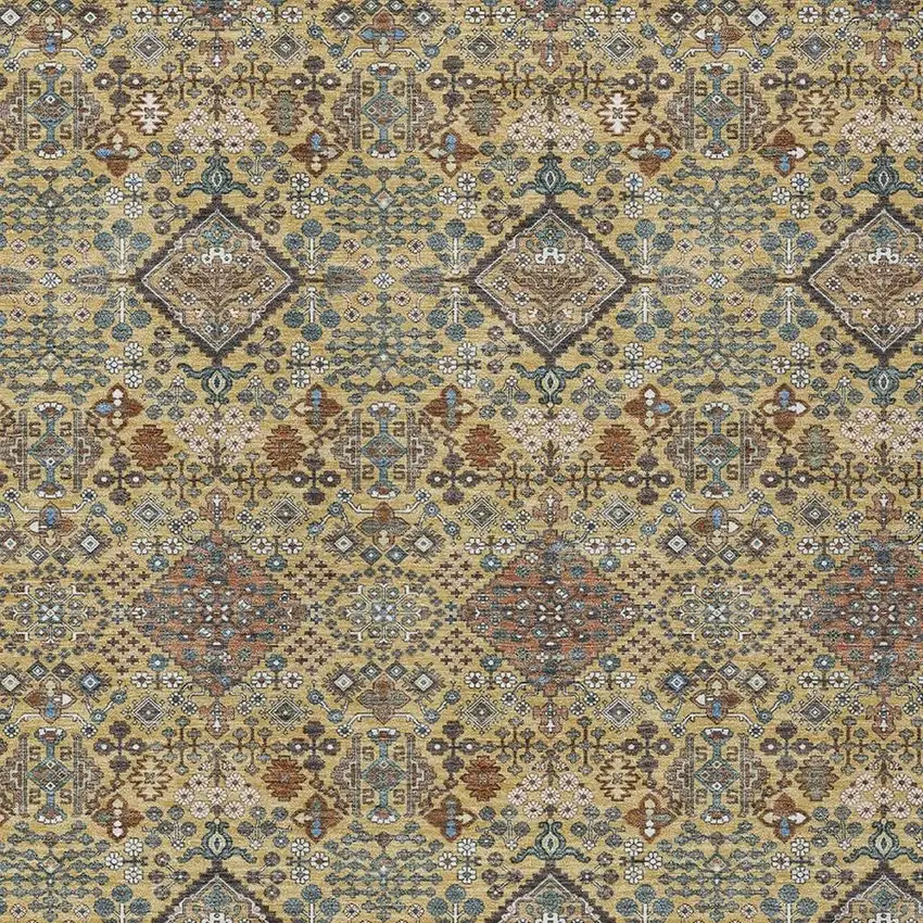 Gold And Copper Geometric Washable Indoor Outdoor Area Rug Photo 2