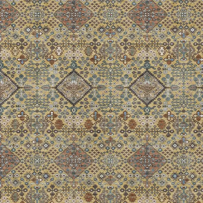 Gold And Copper Geometric Washable Indoor Outdoor Area Rug Photo 2