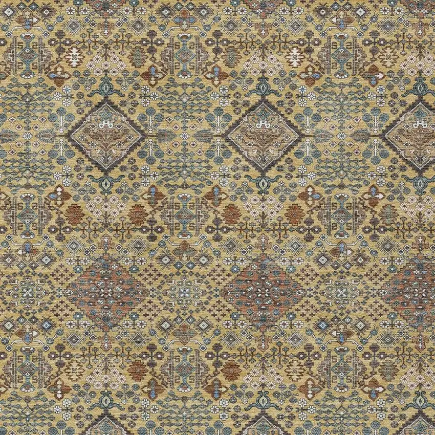 Gold And Copper Geometric Washable Indoor Outdoor Area Rug Photo 2
