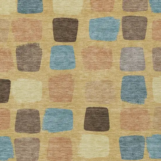 Gold And Copper Geometric Washable Indoor Outdoor Area Rug Photo 3