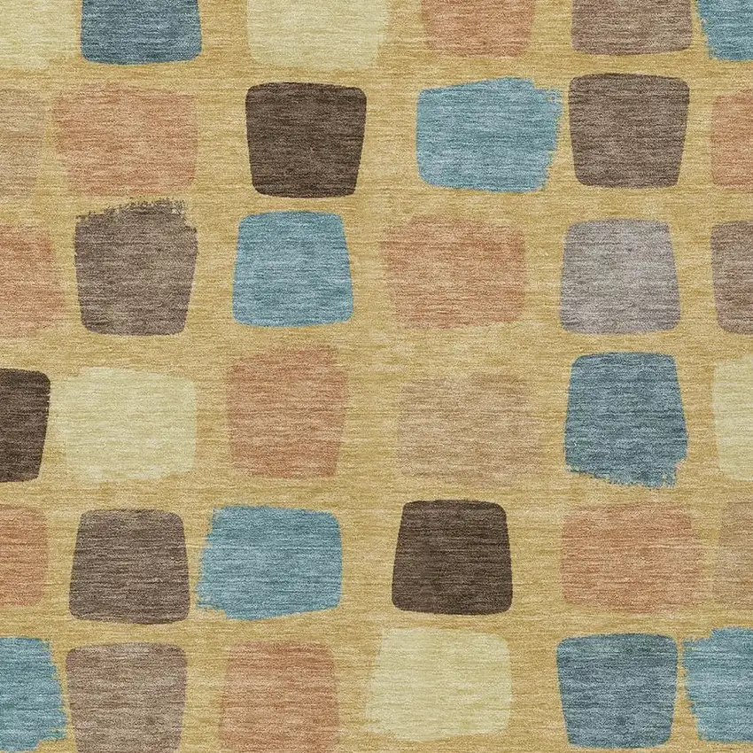 Gold And Copper Geometric Washable Indoor Outdoor Area Rug Photo 3