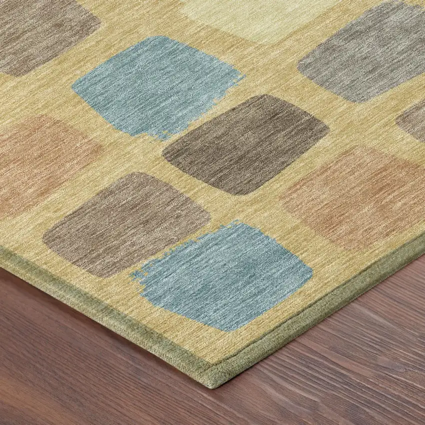 Gold And Copper Geometric Washable Indoor Outdoor Area Rug Photo 5