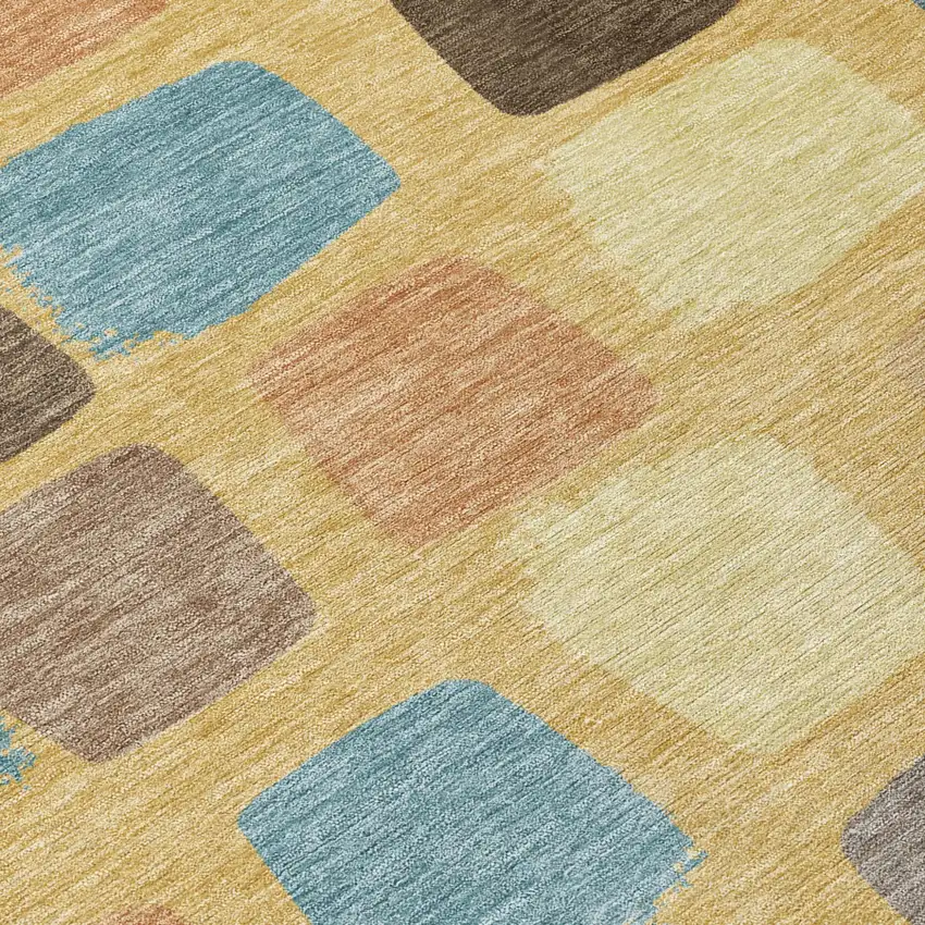 Gold And Copper Geometric Washable Indoor Outdoor Area Rug Photo 6