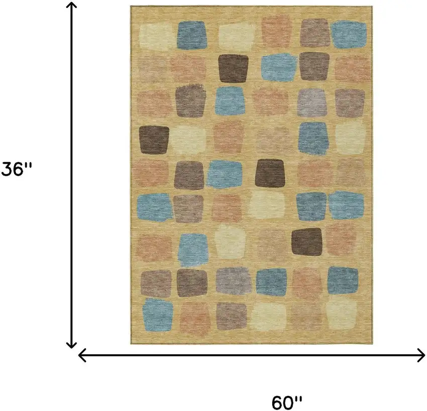 Gold And Copper Geometric Washable Indoor Outdoor Area Rug Photo 7