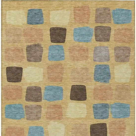 Gold And Copper Geometric Washable Indoor Outdoor Area Rug Photo 4