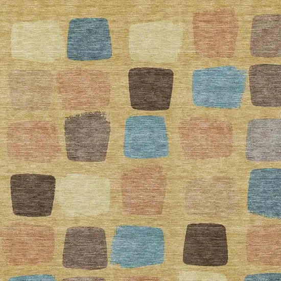 Gold And Copper Geometric Washable Indoor Outdoor Area Rug Photo 3