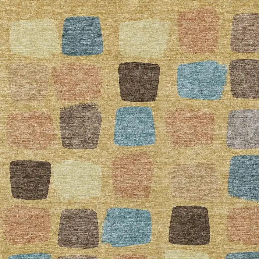 Gold And Copper Geometric Washable Indoor Outdoor Area Rug Photo 3