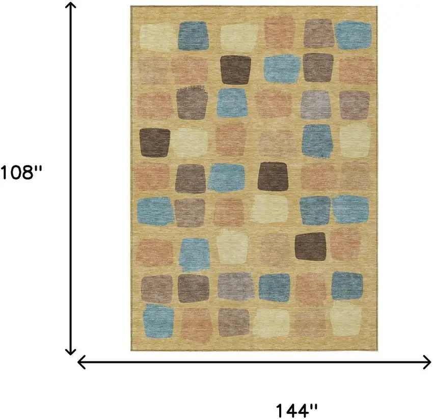 Gold And Copper Geometric Washable Indoor Outdoor Area Rug Photo 7
