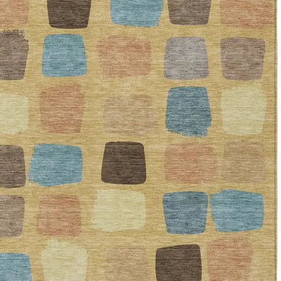 Gold And Copper Geometric Washable Indoor Outdoor Area Rug Photo 3