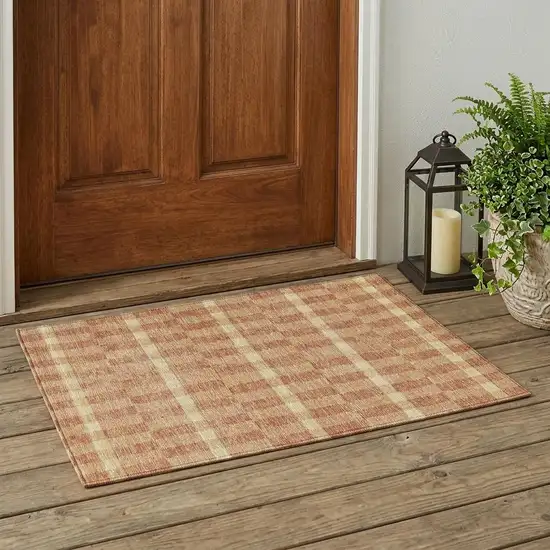 Gold And Copper Geometric Washable Indoor Outdoor Area Rug Photo 1
