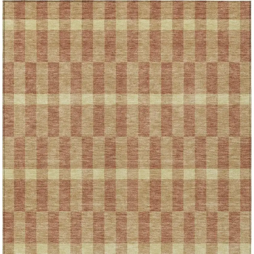 Gold And Copper Geometric Washable Indoor Outdoor Area Rug Photo 4