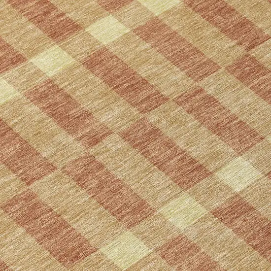Gold And Copper Geometric Washable Indoor Outdoor Area Rug Photo 6
