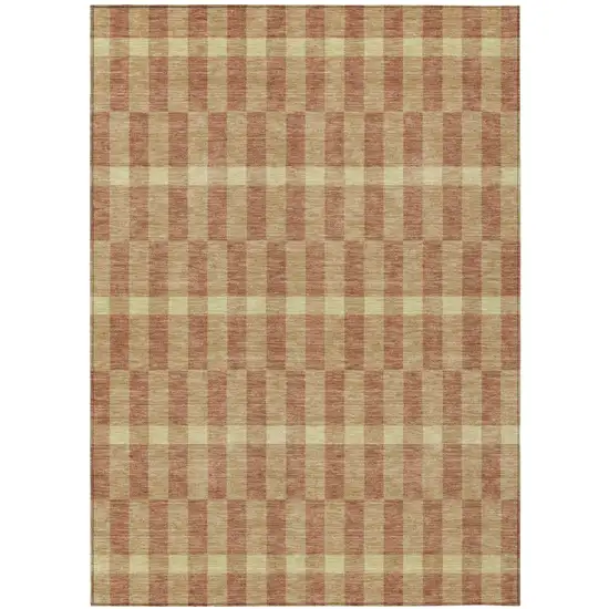 Gold And Copper Geometric Washable Indoor Outdoor Area Rug Photo 2