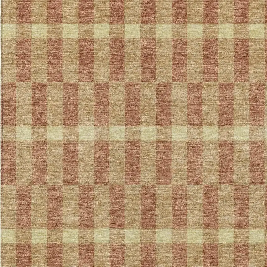 Gold And Copper Geometric Washable Indoor Outdoor Area Rug Photo 3
