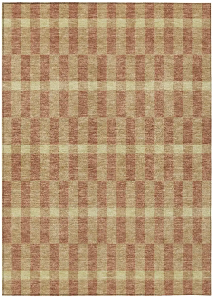 Gold And Copper Geometric Washable Indoor Outdoor Area Rug Photo 2