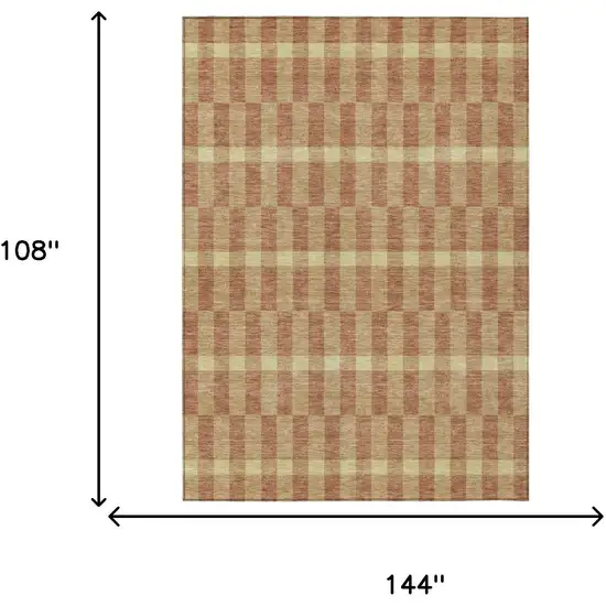 Gold And Copper Geometric Washable Indoor Outdoor Area Rug Photo 7