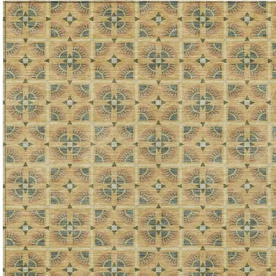 Gold And Copper Geometric Washable Indoor Outdoor Area Rug Photo 3