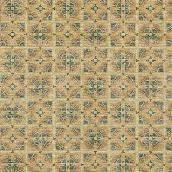 Gold And Copper Geometric Washable Indoor Outdoor Area Rug Photo 3