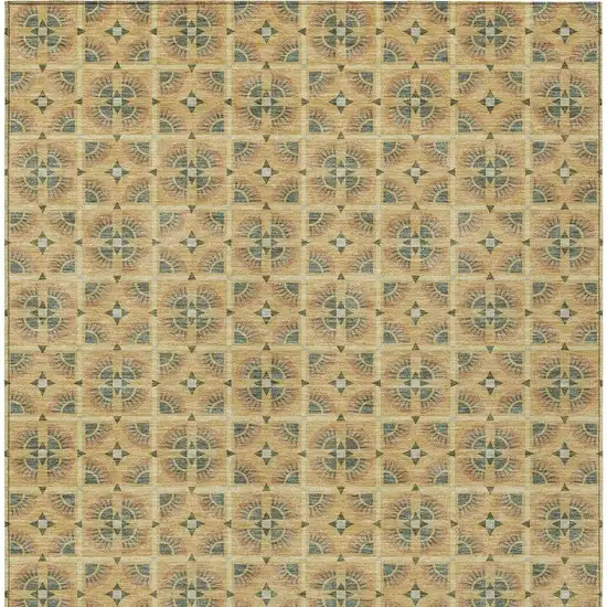 Gold And Copper Geometric Washable Indoor Outdoor Area Rug Photo 4