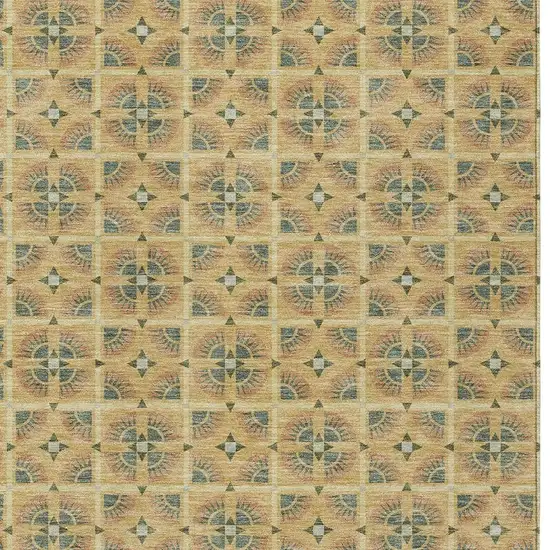 Gold And Copper Geometric Washable Indoor Outdoor Area Rug Photo 3