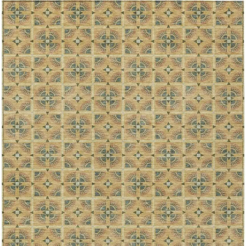 Gold And Copper Geometric Washable Indoor Outdoor Area Rug Photo 4