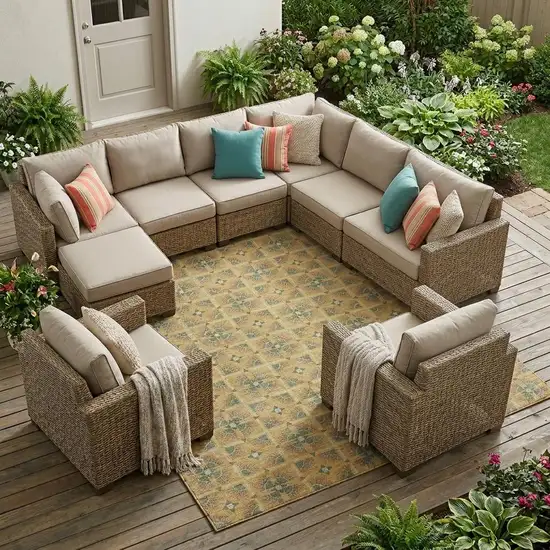 Gold And Copper Geometric Washable Indoor Outdoor Area Rug Photo 1
