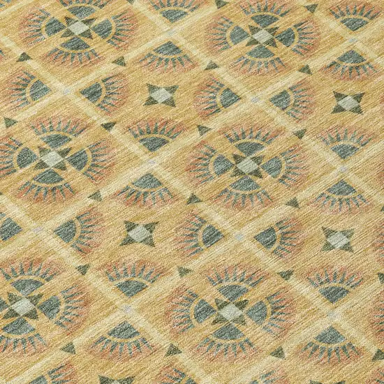 Gold And Copper Geometric Washable Indoor Outdoor Area Rug Photo 6