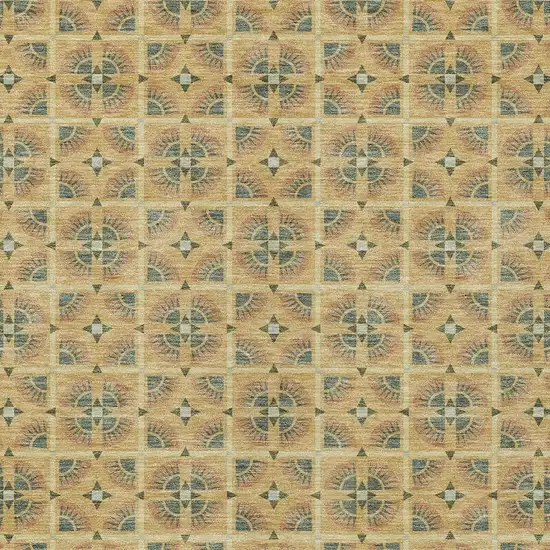 Gold And Copper Geometric Washable Indoor Outdoor Area Rug Photo 3