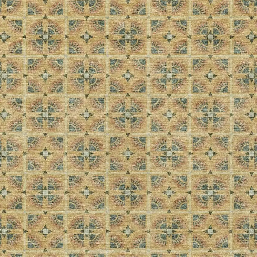 Gold And Copper Geometric Washable Indoor Outdoor Area Rug Photo 3