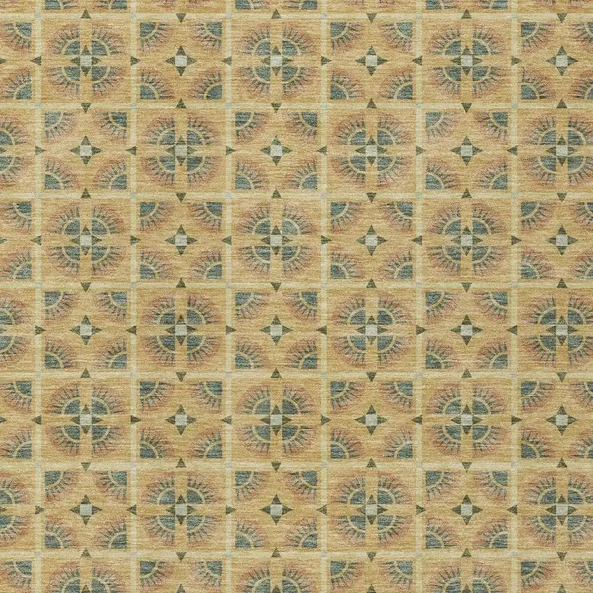 Gold And Copper Geometric Washable Indoor Outdoor Area Rug Photo 3