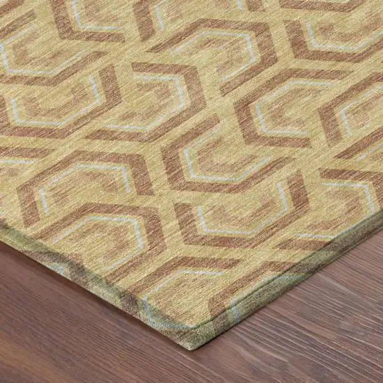Gold And Copper Geometric Washable Indoor Outdoor Area Rug Photo 5