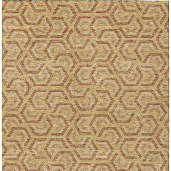 Gold And Copper Geometric Washable Indoor Outdoor Area Rug Photo 4
