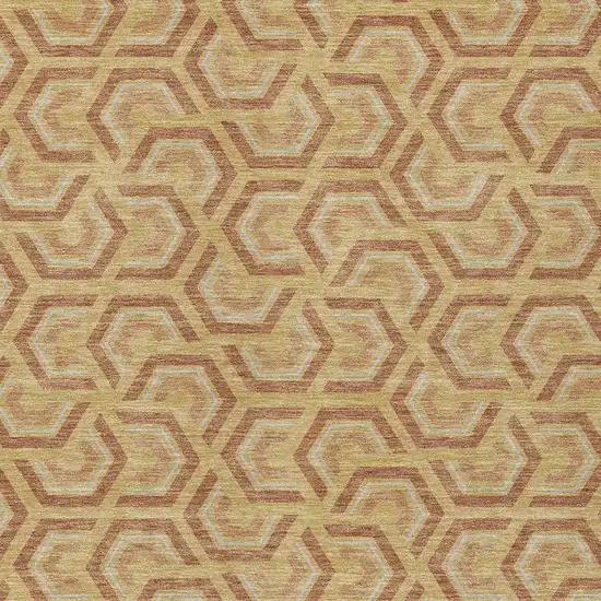 Gold And Copper Geometric Washable Indoor Outdoor Area Rug Photo 3