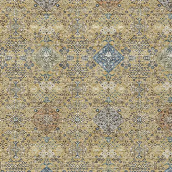 Gold And Copper Oriental Washable Indoor Outdoor Area Rug Photo 2