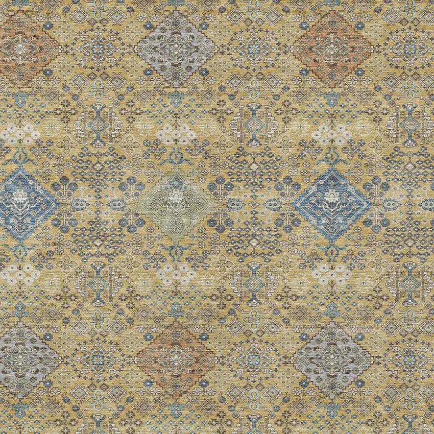 Gold And Copper Oriental Washable Indoor Outdoor Area Rug Photo 2