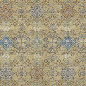 Photo of Gold And Copper Oriental Washable Indoor Outdoor Area Rug