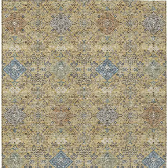 Gold And Copper Oriental Washable Indoor Outdoor Area Rug Photo 3