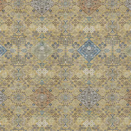Gold And Copper Oriental Washable Indoor Outdoor Area Rug Photo 2