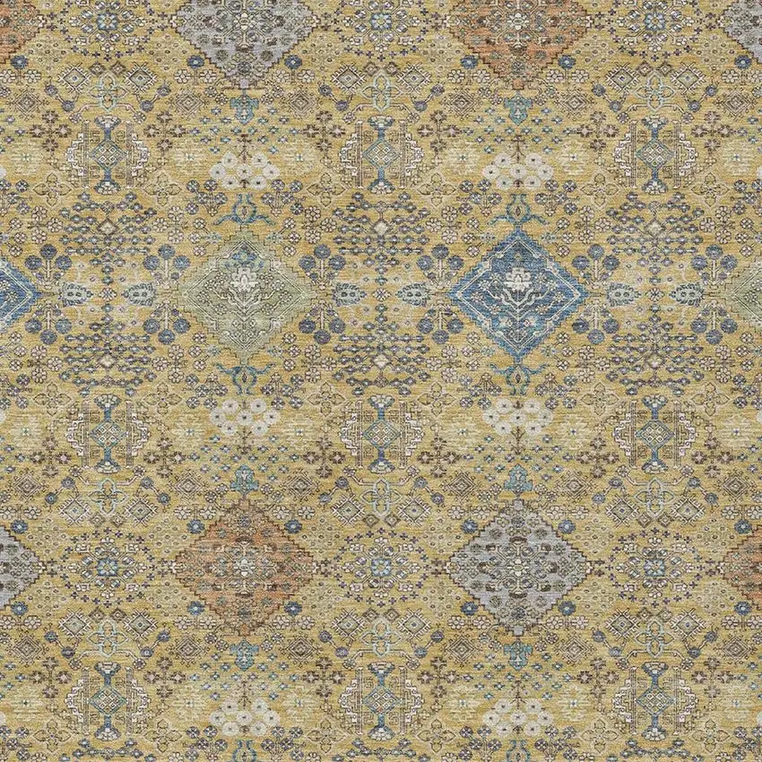 Gold And Copper Oriental Washable Indoor Outdoor Area Rug Photo 2