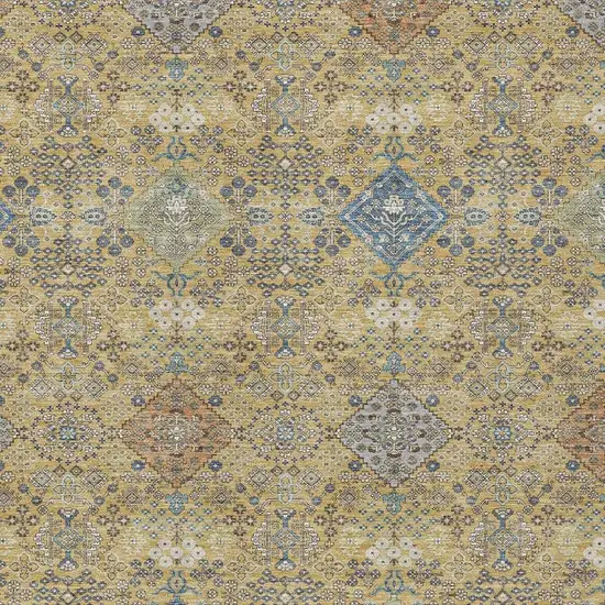 Gold And Copper Oriental Washable Indoor Outdoor Area Rug Photo 2