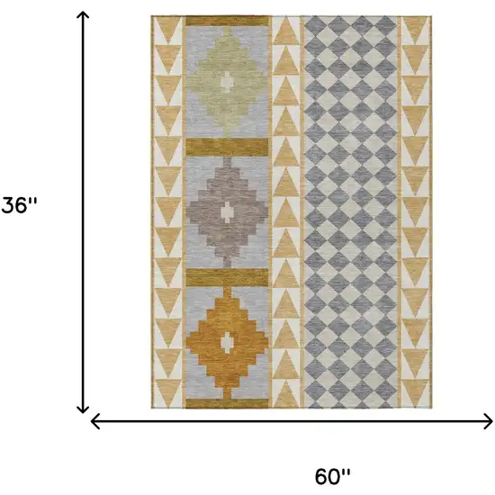 Gold And Copper Southwestern Washable Indoor Outdoor Area Rug Photo 7